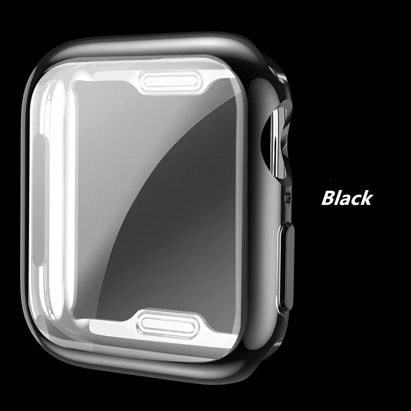 Black Прозрачный чехол из ТПУ для Apple watch, чехол серии 4/5, защита экрана 44 мм, 40 мм, чехол с полным покрытием для iWatch, защитный бампер - Цвет: Black