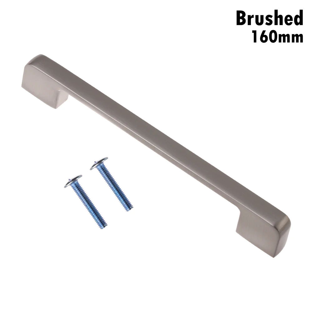 brushed-160mm 1 шт., модные ручки для шкафа из цинкового сплава черного цвета, американский стиль, кухонный шкаф, квадратный бар, ручки для мебели, дверная ручка, фурнитура - Цвет: brushed-160mm