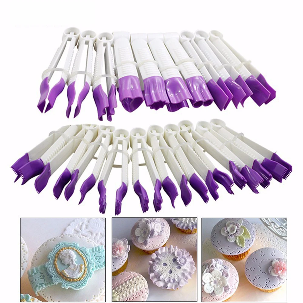 10Pcs Fondant Paste Sides Pastry Lace Edge Clip Cake Cutter Mold Decor Tool FM 