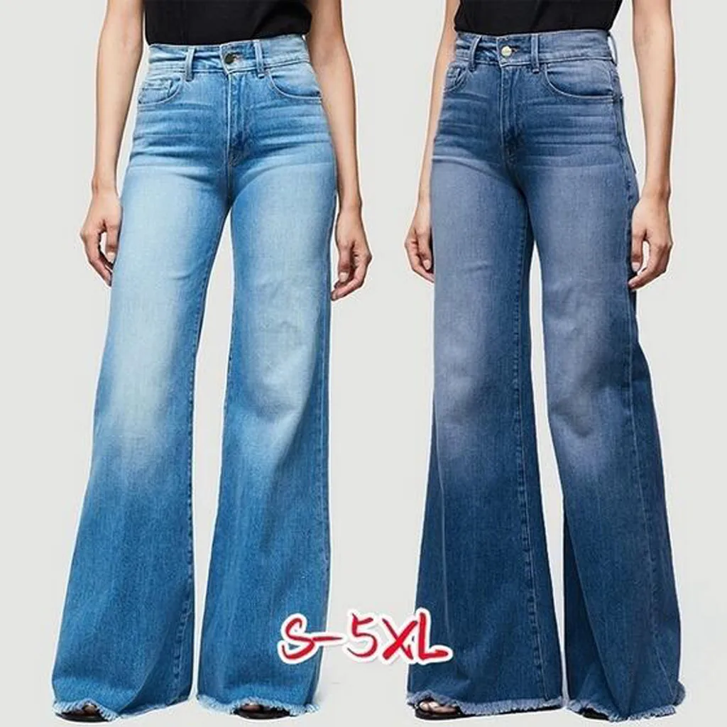 Jaycosin осенние модные женские повседневные расклешенные джинсы, джинсовые обтягивающие Стрейчевые брюки с карманами, женские широкие винтажные джинсы 11#4
