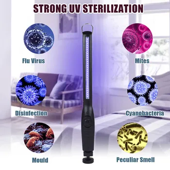 

5W LED UV Disinfection Light Abs Strong Effective Sterilization Lamp Remove Mites And Odor 37.5x4x3.5 cm Indoor Antiseptic Tool