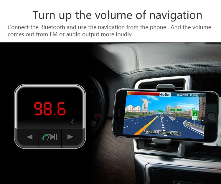 JILANG Newest Handsfree Wireless Bluetooth Car Kit MP3 Player FM Transmitter Radio APP Control Car Charger For iPhone 5S 6 6S 7 (9)