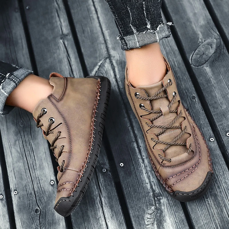 Зимние плюшевые мужские лоферы; Теплая мужская повседневная обувь; Мужская обувь ручной работы в стиле ретро; резиновые Лоферы для отдыха; Мужская обувь; HC-596