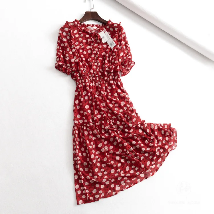 

A Generation of 2019 Summer Small Fresh Floral Waist Hugging Slimming Young Short-sleeve Dress Women's Entity