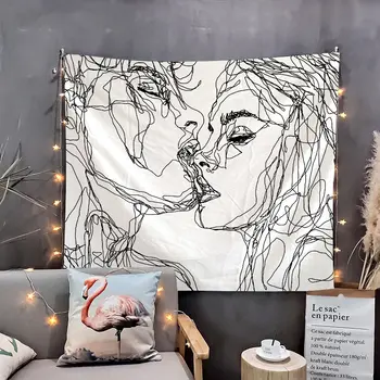 

Wall Tapestry Simple Love Tapestry Black And White Lover Wall Hanging For Home Deco Living Room Bedroom Wall Art Large size