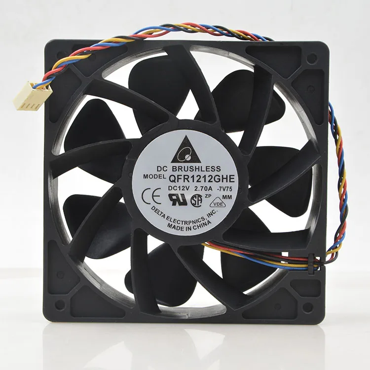 

1pcs QFR1212GHE QFR1212GHE-PWM 4P 12V 2.7A 12038 Server cooling fan 74Y5220 120*120*38mm for Bitcoin Miner