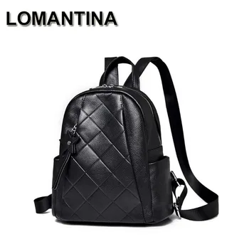 

LOMANTINA 100% Genuine Leather Backpack For Girls School Bag Cow Leather Korean Style Women Backpack Female Soft College Ladies