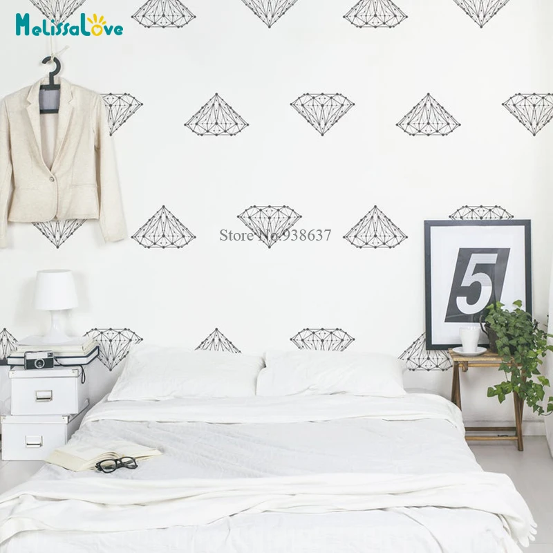 

18 pcs/set Geometric Diamond Home Wall Decal Girl Bedroom Decor Removable Vinyl Wall Sticker Murals BB666