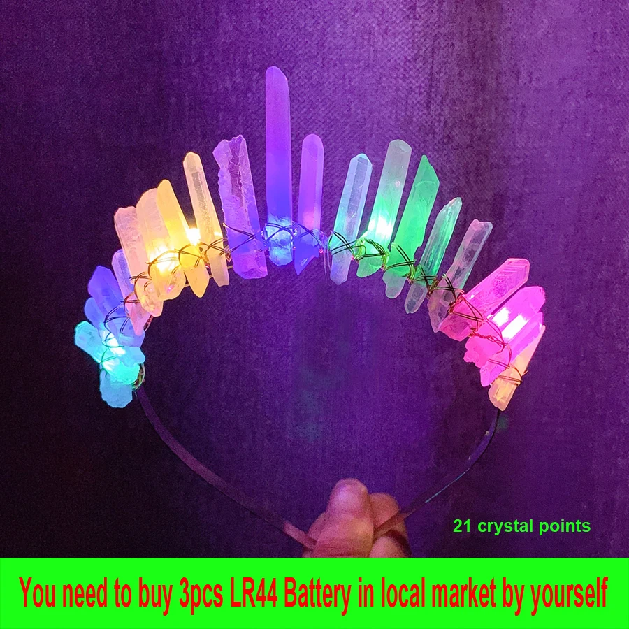 

Siren Mermaid Quartz Headband Crystal LED Tiara Light Up Crown Rave Festival Hair Accesories