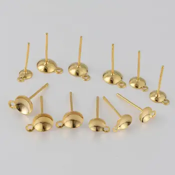 

1pair Dia 4/5/6mm Gold Blank Earring Stud Ear Nail Copper Base Cup Posts Earring Findings For DIY Jewelry