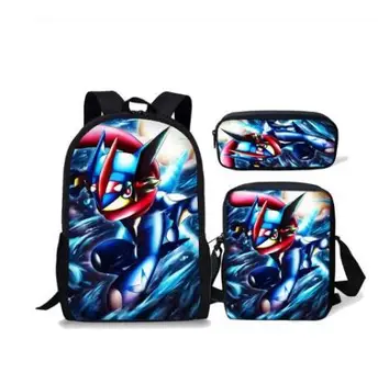 

Brand 3 Pcs/ Set Pokemon Haunter Eevee Monster Kids Backpack for Boys Girls Pikachu Student Book Bag Children Schoolbag