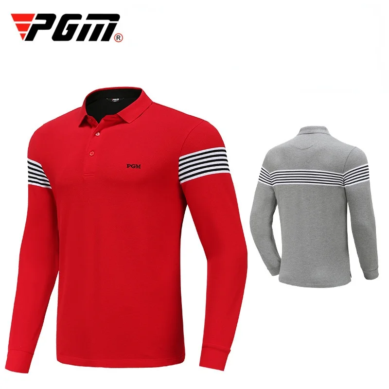 

PGM Men Golf Shirts Man Long Sleeves T Shirt Outdoor Sports Turn Down Full Sleeve Tshirt Men Winter Warm Soft Golf shirt