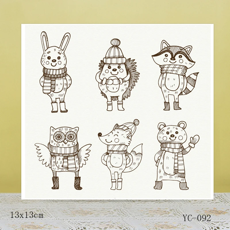 

AZSG Small animal with a scarf Clear Stamps/Silicone Transparent Seals for DIY scrapbooking Card Making 13*13cm