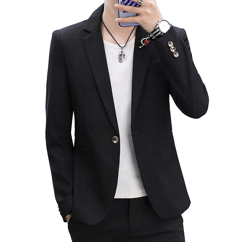 UYUK2019 New Trend Youth Casual High Quality Jacket Men's Slim Handsome Korean Version Of The Small Dress Costume UYUK2019 New Trend Youth Casual High Quality Jacket Men's Slim Handsome Korean Version Of The Small Dress Costume