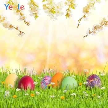 

Easter Spring Grassland Flower Branch Colorful Egg Baby Shower Backdrop Vinyl Photography Background For Photo Studio Photophone