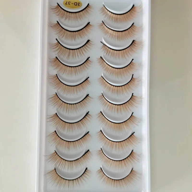 

10 Pair Thick False Eyelashes brown Lashes Curling Messy Soft 3D Fake Eyelashes Makeup Tools Natural Long Eyelash Extension