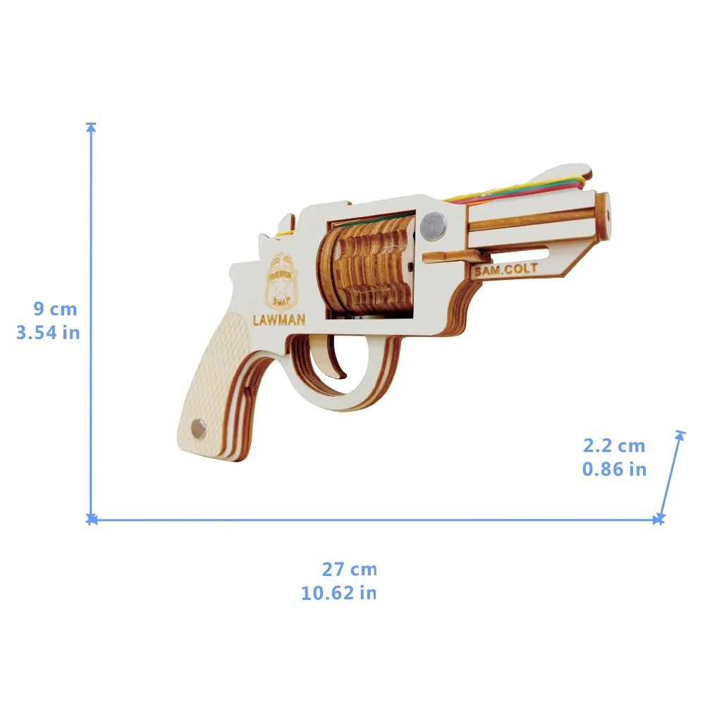 Colt Revolution Bubber Band Pistol DIY 3D деревянная головоломка набор для сборки деревянных изделий резка деревянные игрушки Рождественский подарок 3207