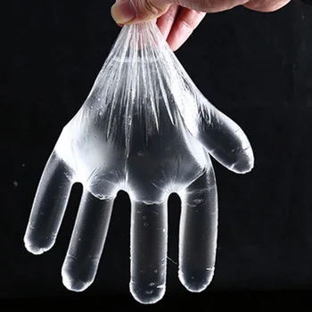 

100/200 Pcs Disposable Gloves One-off Plastic Gloves Restaurant BBQ Transparent Eco-friendly PE Gloves Kitchen Garden accessorie