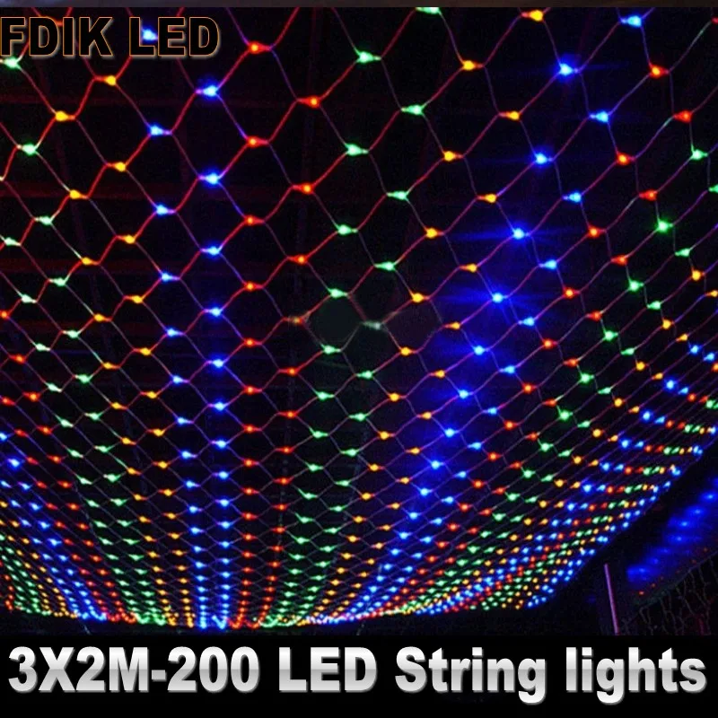 LED String Lights 8Modes 220V 1.5x1.5m 3X2M 2X2M Festival Christmas New Year Wedding Party Waterproof