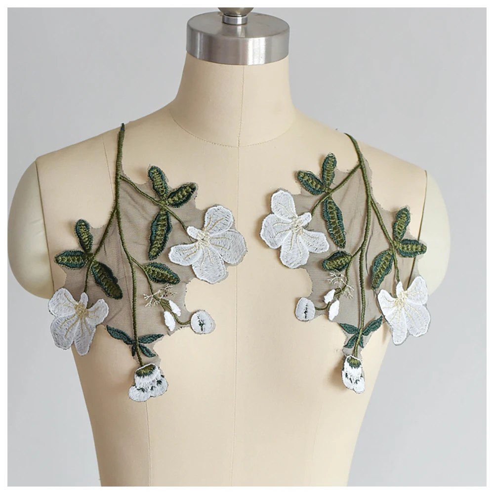 

Appliques 10PCS Leaf Flower Embroidery Lace Patches Wedding Dress Clothing Decoration Sewing 29*19cm L24E7