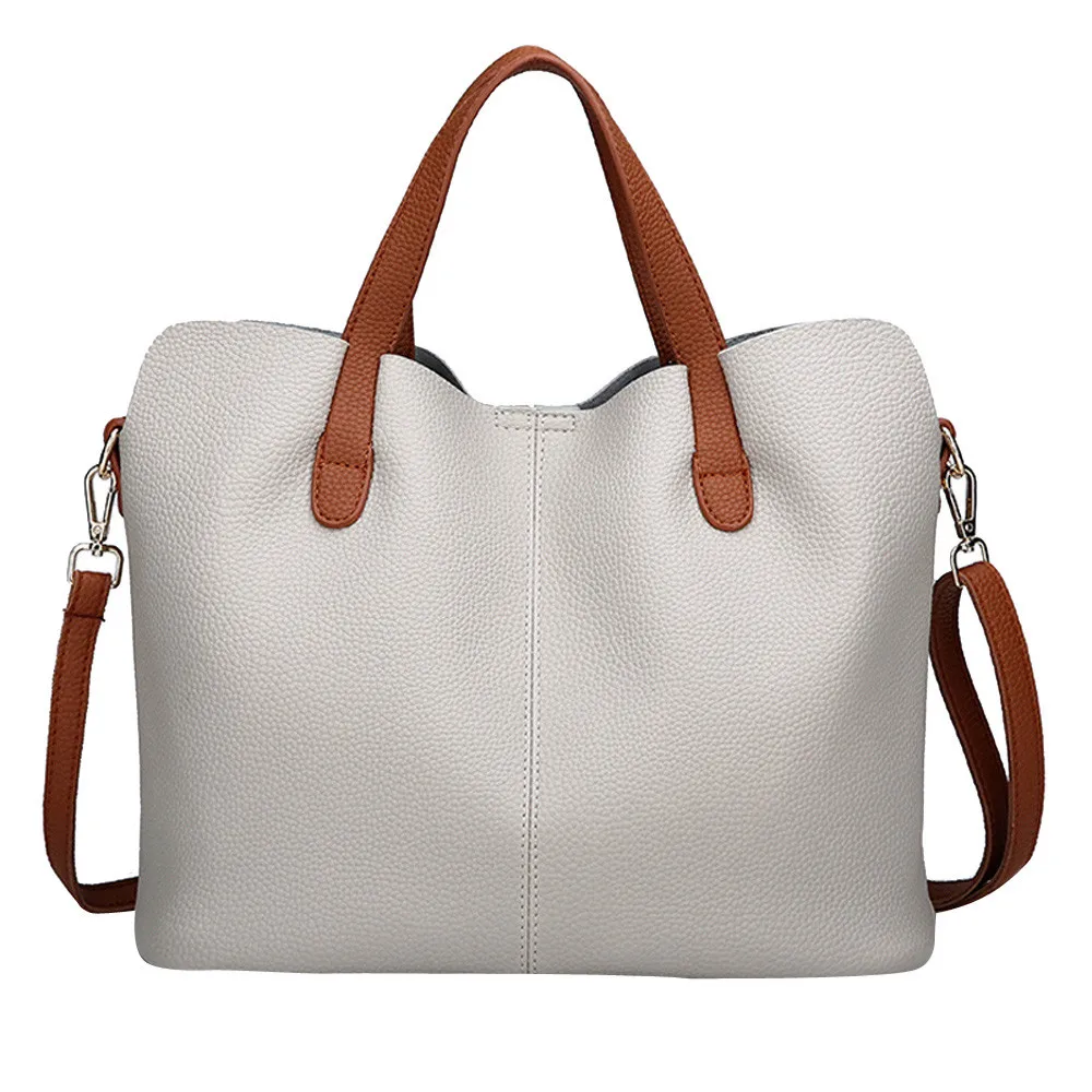 

Classic Pure Color Women PU Leather Tote Tassel Bags Female Top-handle Handbag Fashion Crossbody Shoulder Bag for Lady#35