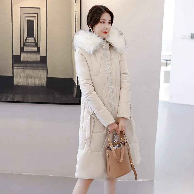 

Cotton-padded Jacket Women's 2019 Winter New Style Korean-style Loose-Fit Mid-length Large Fur Collar Cotton-padded Clothes Long