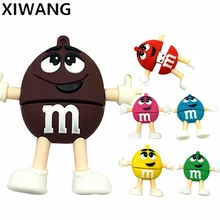 Usb флэш-накопитель в виде анимационной рыжей желтый M шоколадных орешков Usb 2,0 4 ГБ 8 ГБ флэш-накопитель 16 Гб оперативной памяти, 32 Гб встроенной памяти, 64 ГБ флэш-карта памяти, Флеш накопитель 128 ГБ