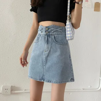 

Short Skirt Woman Jeans Wrap Skirts Clothing Vintage Harajuku new Summer The New Streetwear High Waisted Black flowy Fashion