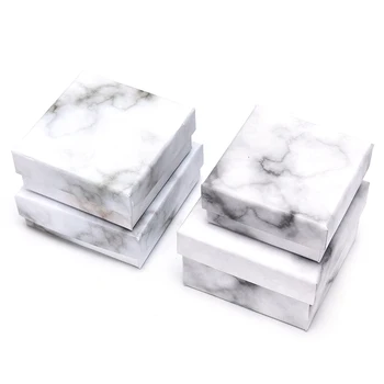 

1Pcs Marbling Square Gifts Holder Paper Box Square Jewelry Display Ring Earrings Necklace Bracelet Brooch Box