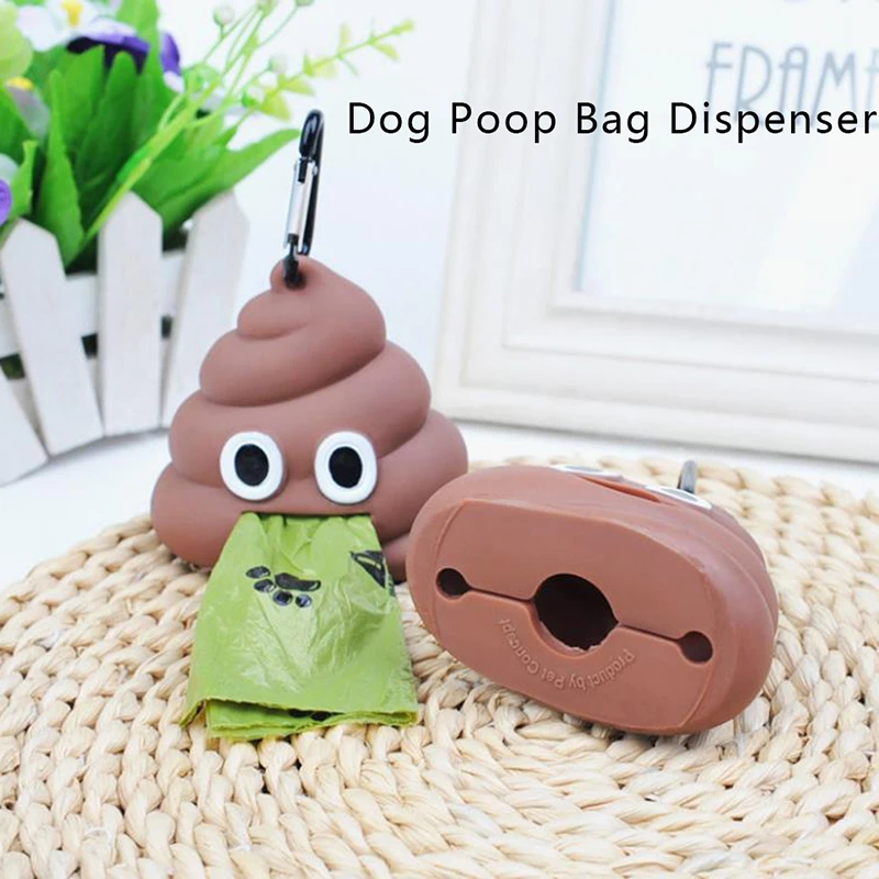 1pc Pet Poop Bag Shit shaped Dog Cat Waste Bags Portable Dog Poop Dispenser Holder Pets Cleaning Products For Outdoor