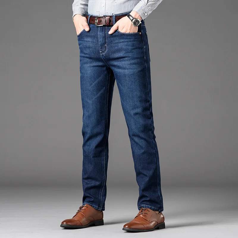 Seller 2019 New High Quality Jeans Men Big Size Casual Male Clothes Plus cashmere Bouncy Classical Straight Leisure and entertainment