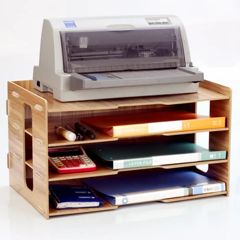 

Wooden A3 multi-layer file holder Office A4 paper information frame printer storage folder data frame rack