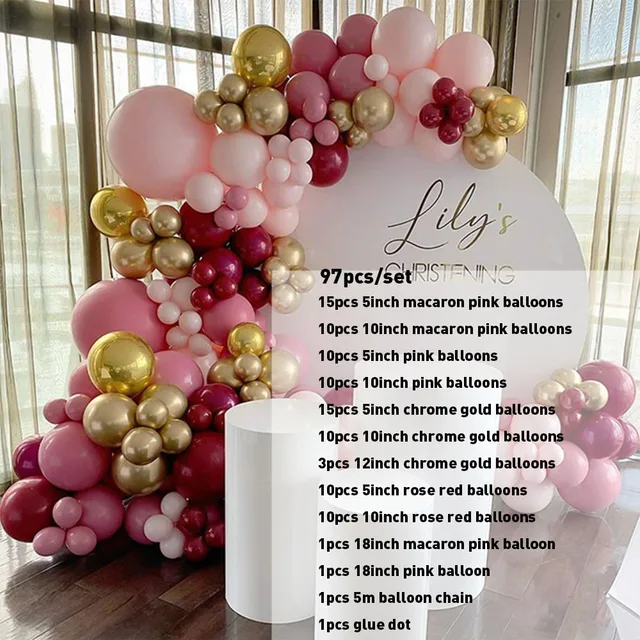 Ballons en latex blanc nacré chromé or rose, 62 pièces, guirxiété