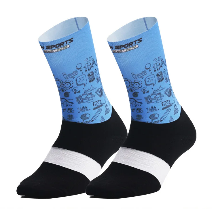 Новые сетчатые носки для велоспорта, гольфы для мужчин, дышащие Нескользящие Компрессионные носки для пеших прогулок, лыж, баскетбола, спортивных носков - Цвет: Синий