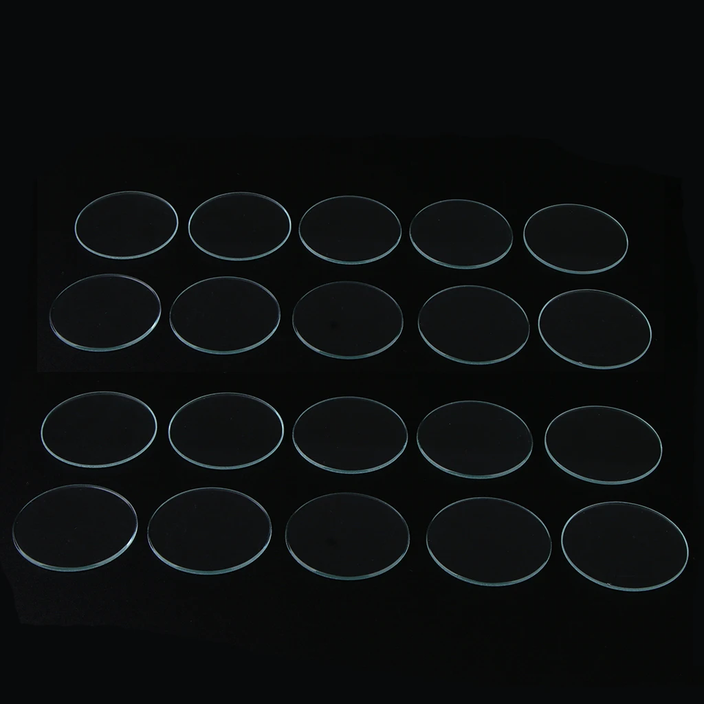 20Pcs Round Flat Mineral Crystal, Watch Glass Face Lens, Watch Accessories fit Any Watch Case - 35/35.5mm Dia