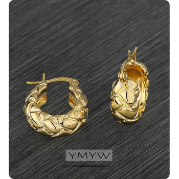 

YMYW Fashion Round Hollow Hoop Earrings for Women Trendy Geometric Metal Texture Earrings Copper Jewelry Oorbellen Gift 2020