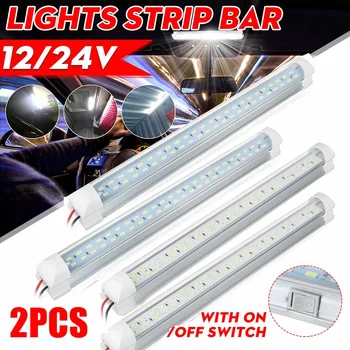 

2Pcs 12V 24V LED Car Interior Light Strip Light Bar Reading Interior Lamp with On/Off Switch for Van Lorry Truck Camper Boat RV