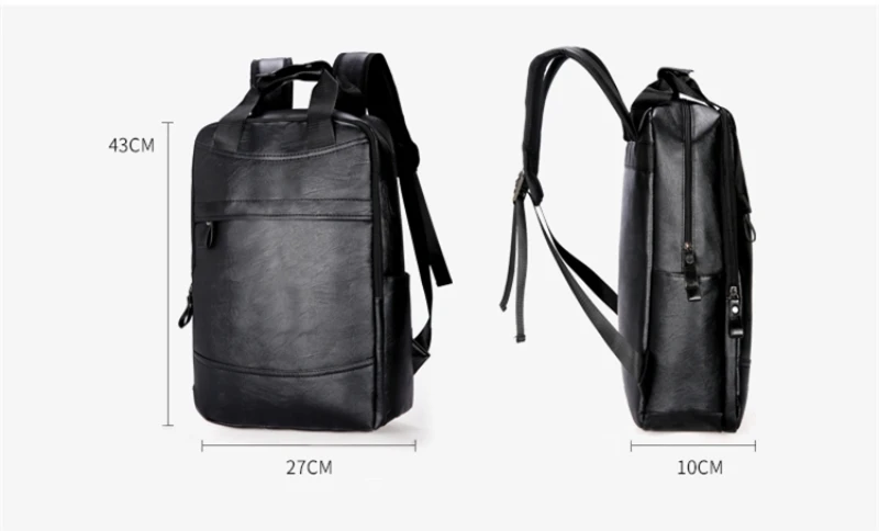 Мужской рюкзак из искусственной кожи, большой рюкзак для ноутбука, мужские Рюкзаки Mochilas, повседневная школьная сумка для подростков, мальчиков, коричневый, черный, высокое качество