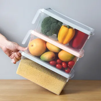 

2 Pcs Store Box Refrigerator Organizer with Handle for Fruit Food Storage Can Be Stacked Trinket Boxes Kitchen Storage Container