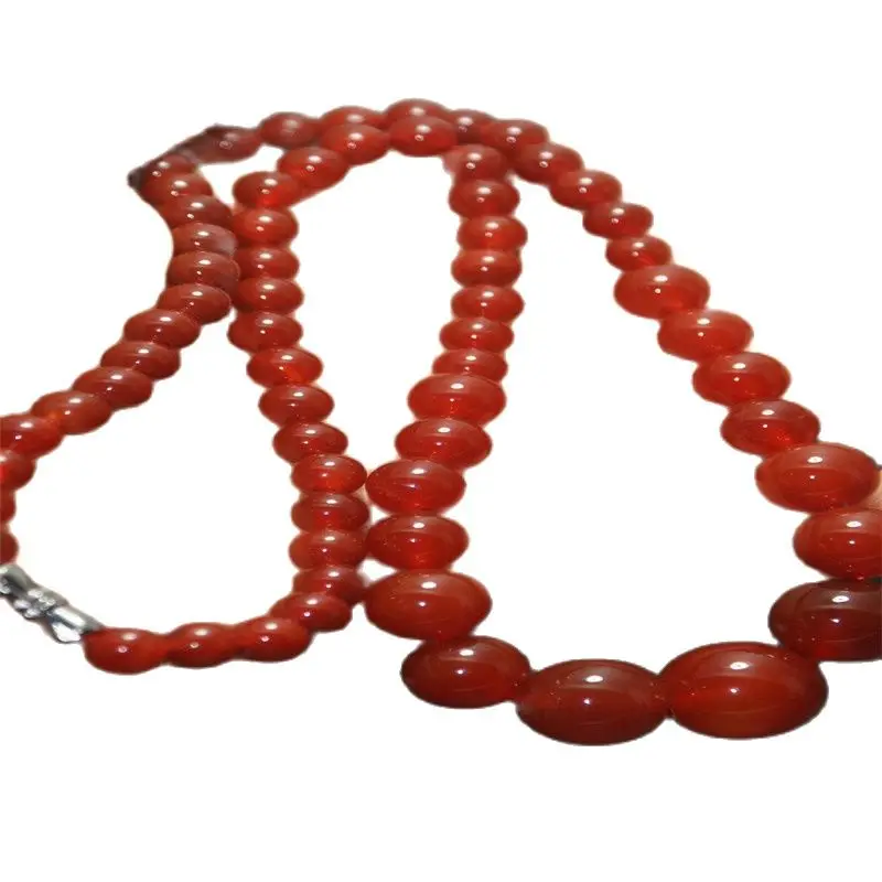 

Beautiful China Red Agate Necklace 6 mm Beads Red Color Exquisite Hand Made