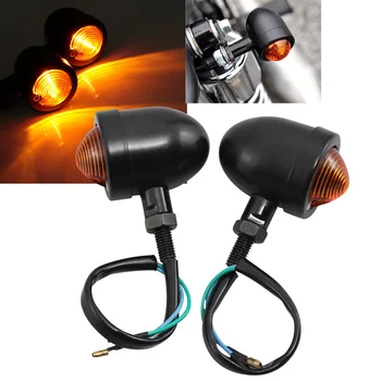 

Black Universal Moto Turn Signal Light Mini Bullet Blinker Indicator Amber Lens For Harley Sportster Cafe Racer Street Scrambler