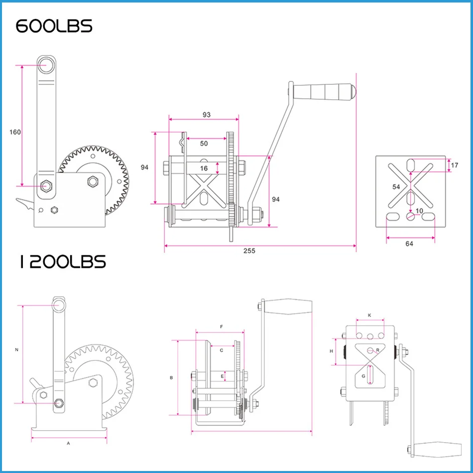 1600 1800 00 2500ポンドの容量を持つ頑丈なハンドウィンチケーブル ロープとフック付きの頑丈なギア トレーラー ボート Atvまたは Towing Bars Aliexpress