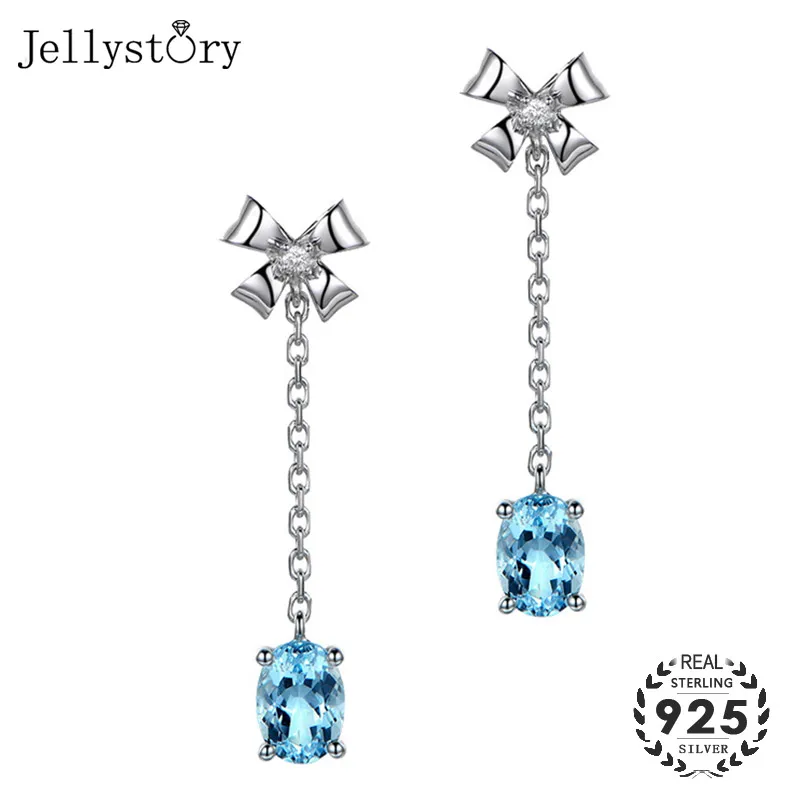 Модные серьги Jellystory из стерлингового серебра 925 пробы с овальными драгоценными