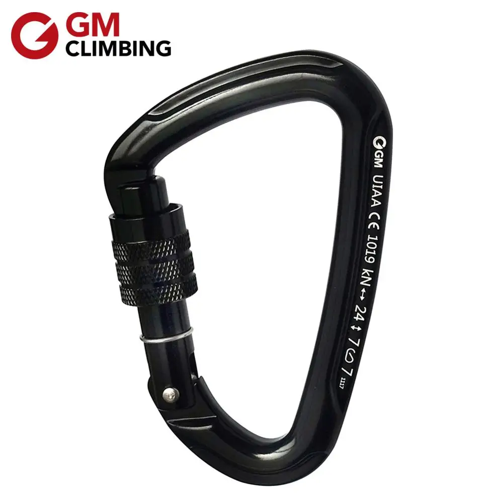 GM CLIMBING 30kN Micro Rotator Climbing Rope Swivel and 24kN D Locking Carabiner for Climbing Arborist Backyard Swing - Цвет: 1pc black Carabiner