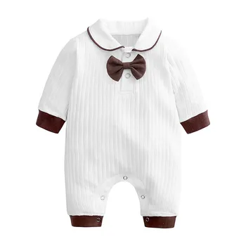 

0-24m Baby Boy Jumpsuit Infant Baby Boys Bow Tie Spring Summer Jumpsuit New Fashion Newborn Kids Gentleman Suit Bodysuit #LR5