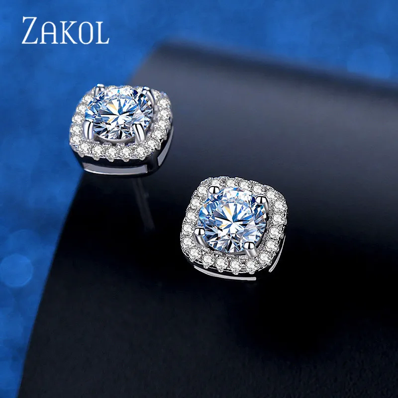 Горячая Распродажа прозрачные круглые серьги гвоздики ZAKOL с кубическим
