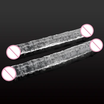 Female Masturbation Sex Toys for Women Lesbian Flexible Soft Jelly Dildo Double Ended Artificial Penis Dual Head Dildo 3