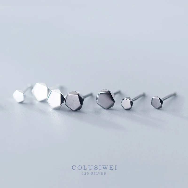 

Colusiwei Authentic 925 Sterling Silver Fashion Unisex Black Pentagon Stud Earrings for Women Men Silver Earrings Jewelry