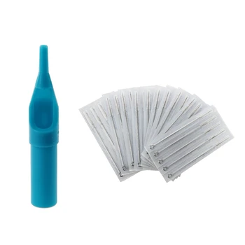 

50Pcs 7Rt Blue Disposable Tattoo Machine Nozzle Tube Tips & 50Pcs Tattoo Needles 7Rl "Needleboy" 7 Round Liner