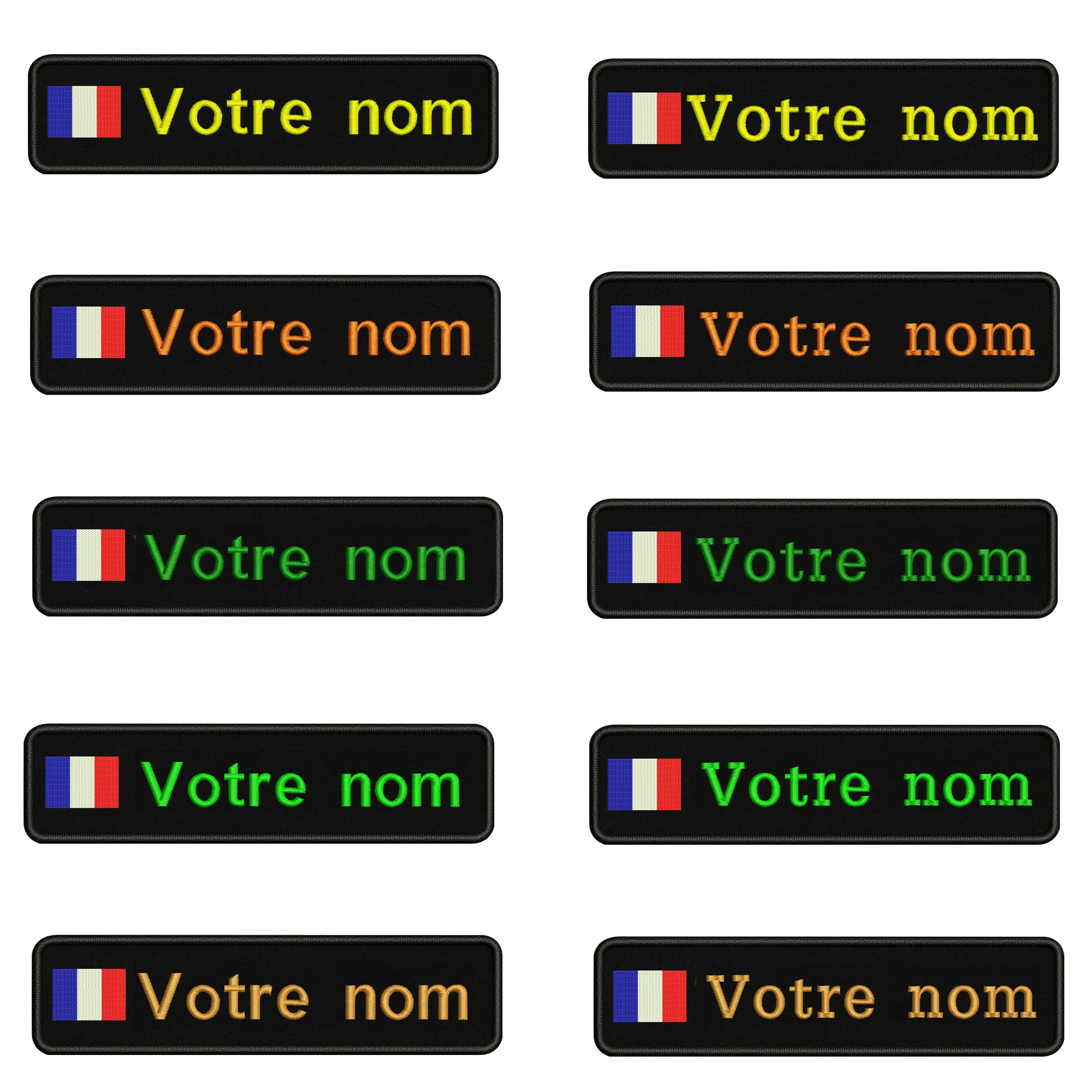 

Embroidery Custom France Name Or Text Patch 10cm*2.5cm badge Iron On Or Sew On Backing For Clothes Pants Backpack Hat